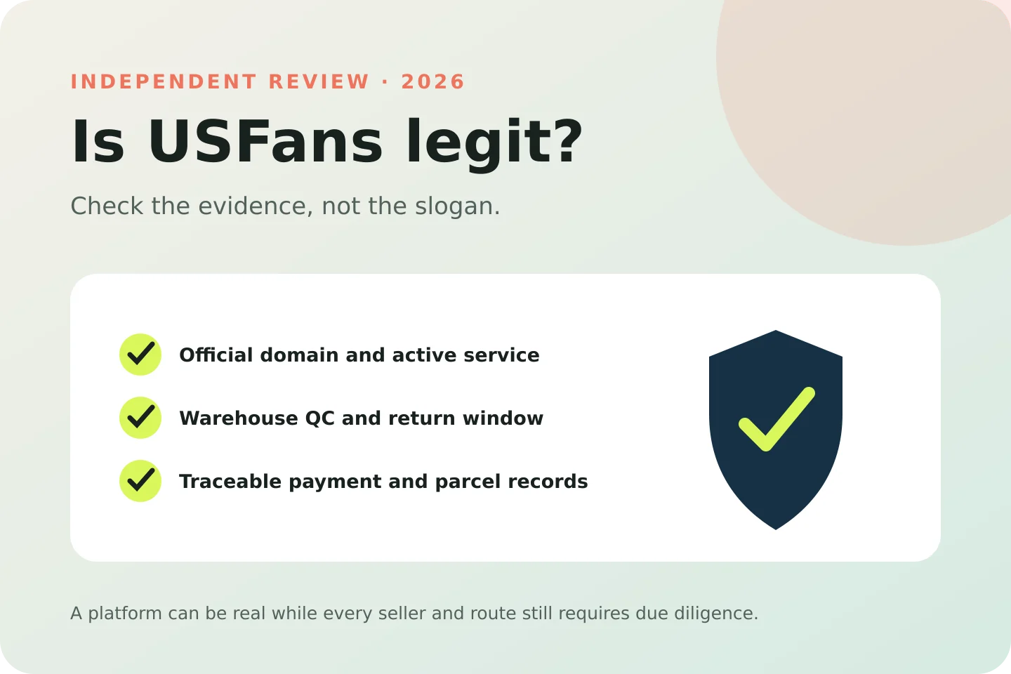 Independent USFans legitimacy review checklist for payment, QC, returns and shipping